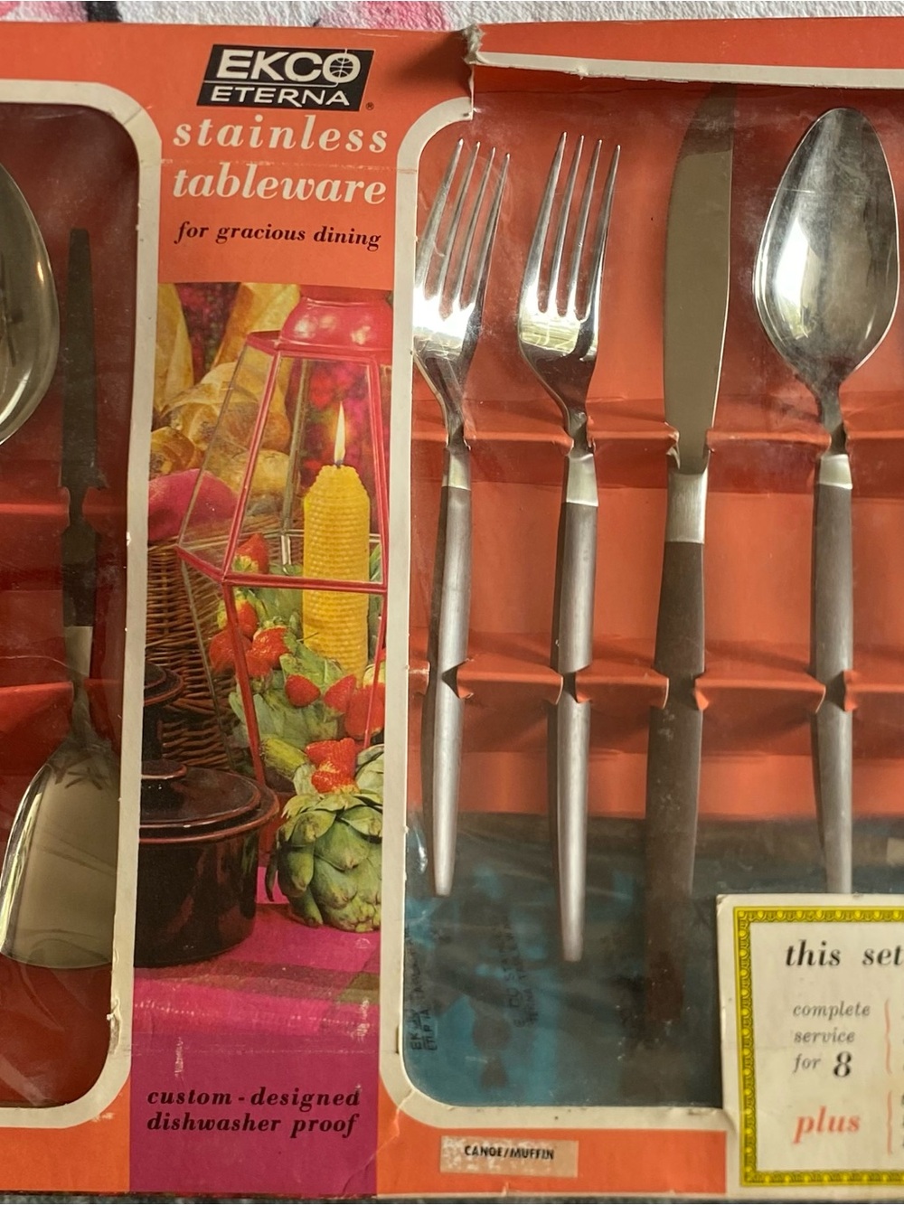 Mid century modern 
52 pc EKCO Eterna Stainless Tableware - Stainless Steel Set